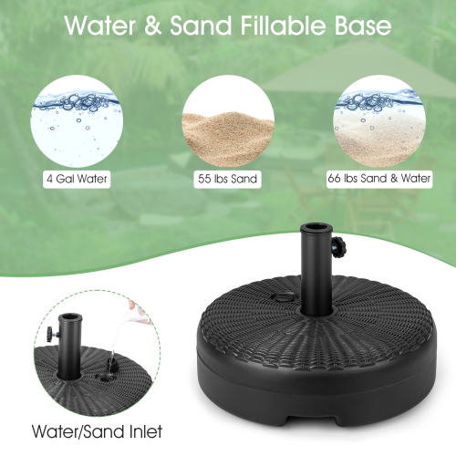 Topbuy Fillable Umbrella Base Stand, Water & Sand Filled Heavy-Duty Patio Umbrella Holder 18" Outdoor Weighted Umbrella Base