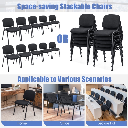 Topbuy Set of 5/10 Conference Room Chairs Stackable Guest Chairs with Upholstered Back & Seat