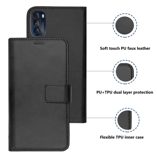 Étui portefeuille magnétique XCRS, pochette en cuir pu avec fente pour carte et support pour Motorola Moto G 5G.