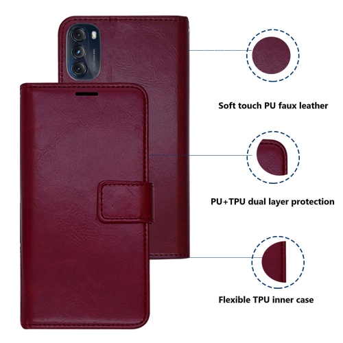 Étui portefeuille magnétique XCRS, pochette en cuir pu avec fente pour carte et support pour Motorola Moto G 5G.