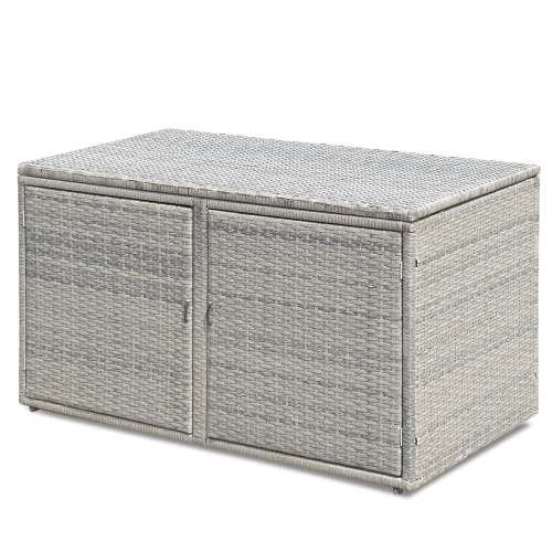Topbuy Outdoor Rattan Storage Box Patio Wicker Storage Bin Cabinet 88 Gallon