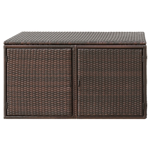 Topbuy Outdoor Rattan Storage Box Patio Wicker Storage Bin Cabinet 88 Gallon Brown