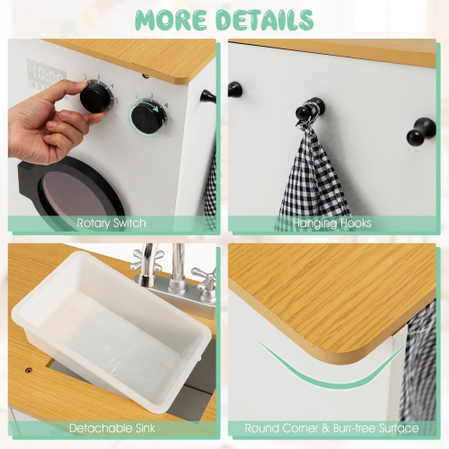 Gymax Kids 2-Piece Kitchen Play Set Pretend Chef Toy Set w/ Range Hood & Stove Burner