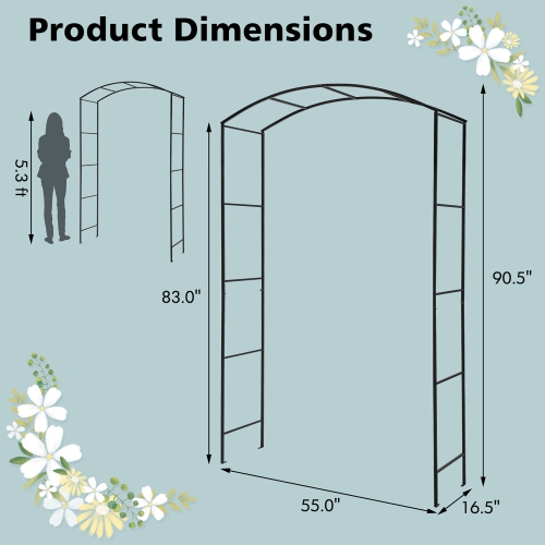 Gymax Garden Arch Arbor Trellis 7.5 ft Patio Pergola Plant Stand Rack Archway Wedding