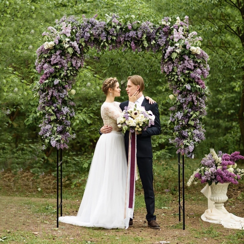 Gymax Garden Arch Arbor Trellis 7.5 ft Patio Pergola Plant Stand Rack Archway Wedding