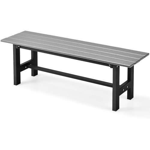 GYMAX  Outdoor HDpe Bench W/ Metal Frame 47" X 14" X 16" for Yard Garden
