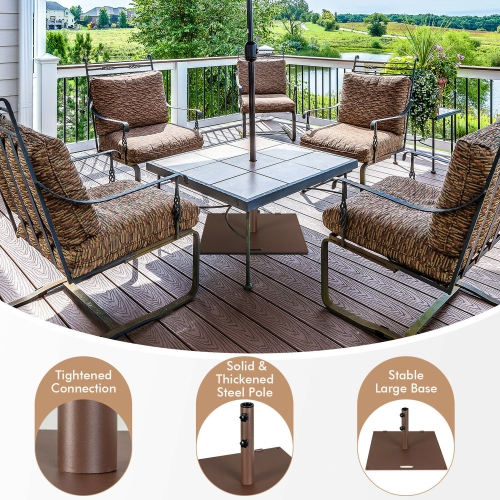 Gymax 50 LBS Patio Umbrella Base Stand 24'' Outdoor Square Market Handle Wheel