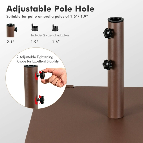 Gymax 50 LBS Patio Umbrella Base Stand 24'' Outdoor Square Market Handle Wheel