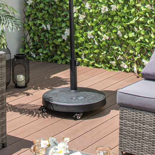 Gymax Patio 51 lbs 20.5'' Round Resin Umbrella Base w/ Wheels Handles Table Market Stand