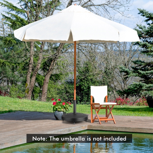 Gymax Patio 51 lbs 20.5'' Round Resin Umbrella Base w/ Wheels Handles Table Market Stand