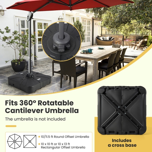 Gymax Patio 200lbs Fillable Cantilever Umbrella Base Heavy-Duty Water-Filled Outdoor