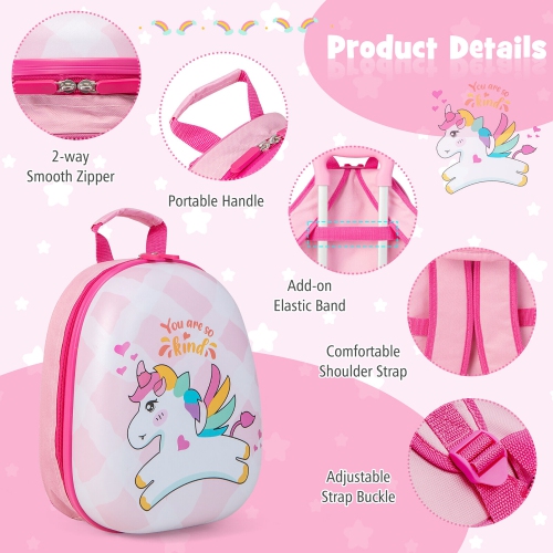 Gymax 2PC Kids Luggage Set 16'' Rolling Suitcase & 12'' Backpack for School Travel ABS