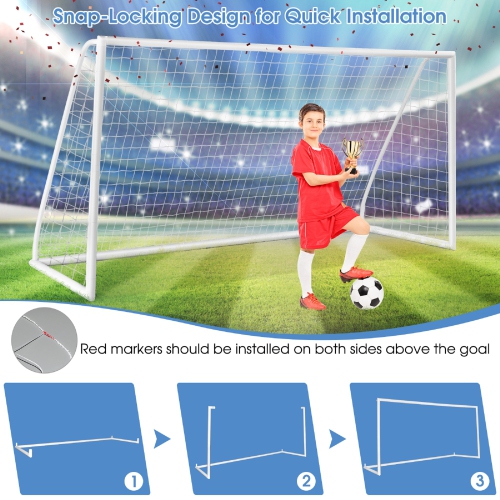Topbuy 12FT x 6FT Soccer Goal Soccer Net with Strong PVC Frame Portable Soccer Training Equipment for Kids & Adults