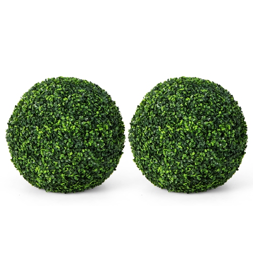 GYMAX  2 PCs Artificial Plant Topiary Ball 19" Faux Decorative Balls for Indoor Outdoor