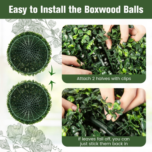Gymax 2 PCS Artificial Plant Topiary Ball 19'' Faux Decorative Balls for Indoor Outdoor