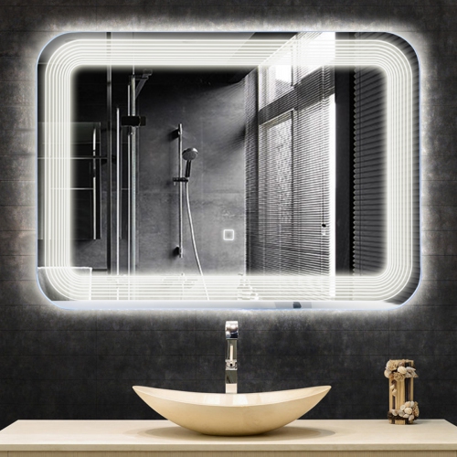 Topbuy Bathroom Wall-Mount Mirror LED Lighting Vanity Makeup Illuminated Mirror w/ Touch Button