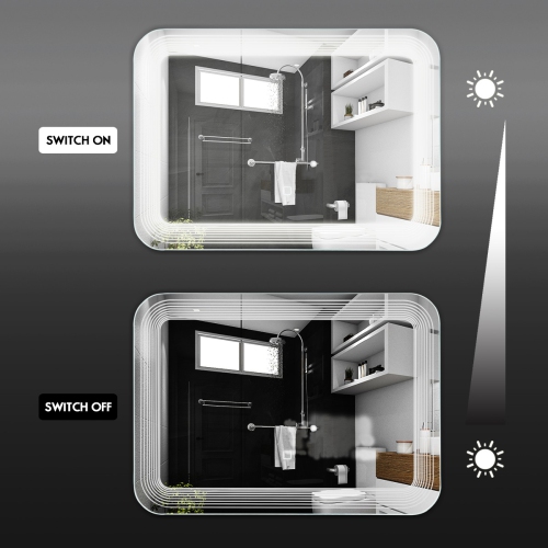 Topbuy Bathroom Wall-Mount Mirror LED Lighting Vanity Makeup Illuminated Mirror w/ Touch Button