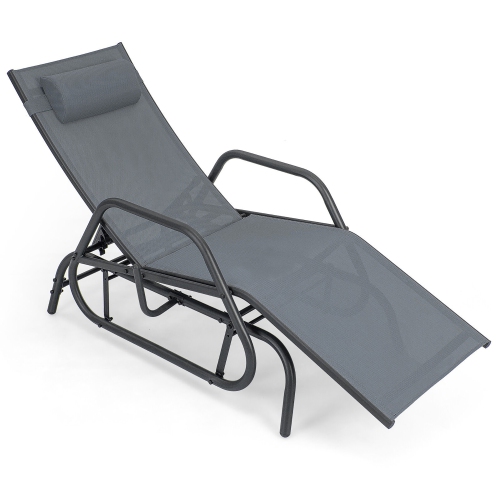 GYMAX  Patio Chaise Lounge Glider Recliner Chair Adjustable Sturdy Metal Frame Outdoor