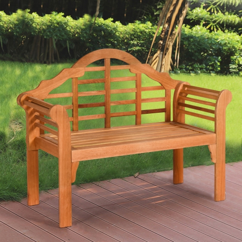 Topbuy Outdoor Wooden Folding Bench Two Person Loveseat Chair Garden Bench