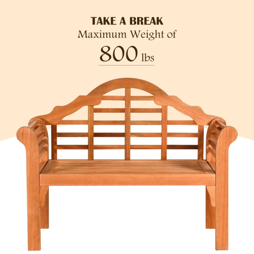 Topbuy Outdoor Wooden Folding Bench Two Person Loveseat Chair Garden Bench