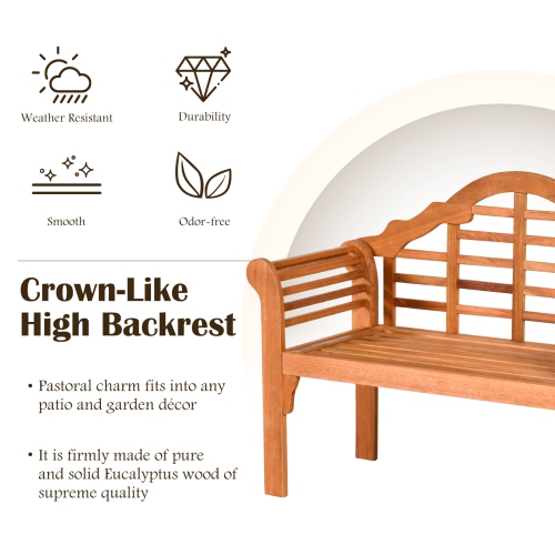 Topbuy Outdoor Wooden Folding Bench Two Person Loveseat Chair Garden Bench