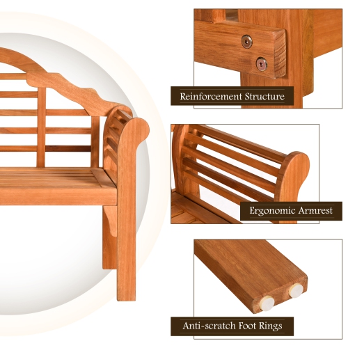 Topbuy Outdoor Wooden Folding Bench Two Person Loveseat Chair Garden Bench