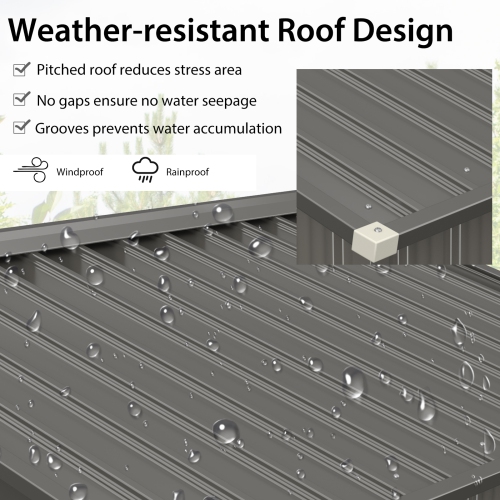 Topbuy 6' x 4' Outdoor Storage Shed Weather Resistant Galvanized Steel Shed with Tilted Roof Lockable Sliding Doors & 4 Air Vents