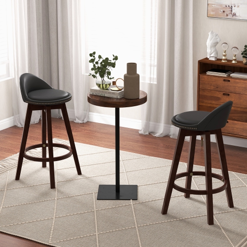 Gymax Set of 4 Swivel Bar Stools 29'' Bar Height Stools w/ PVC Leather Cover Black