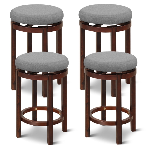 Gymax Set of 2 Swivel Bar Stool Kitchen Kitchen Island Stool Pub & Cafe w/ Cushion Grey