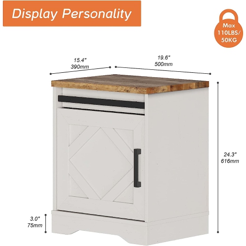 WAMPAT Farmhouse TV Stand and End Table Set of 2,Modern Storage Entertainment Center for TVs Up to 65'',Square Wood Side Table with Drawers for