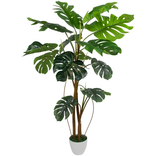 Real Touch™ Artificial Monstera Artificial Plant in a White Textured Pot - 4.25'