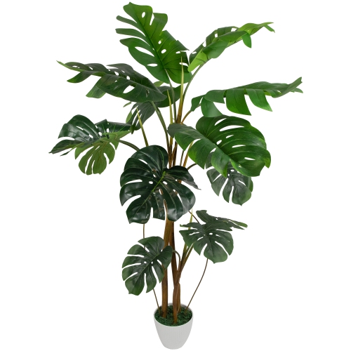 Real Touch™ Artificial Monstera Artificial Plant in a White Textured Pot - 4.25'