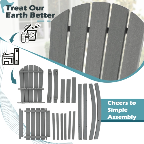 Costway Outdoor HDPE Bar Height Stool Patio Tall Chair Armrest Footrest All Weather Grey