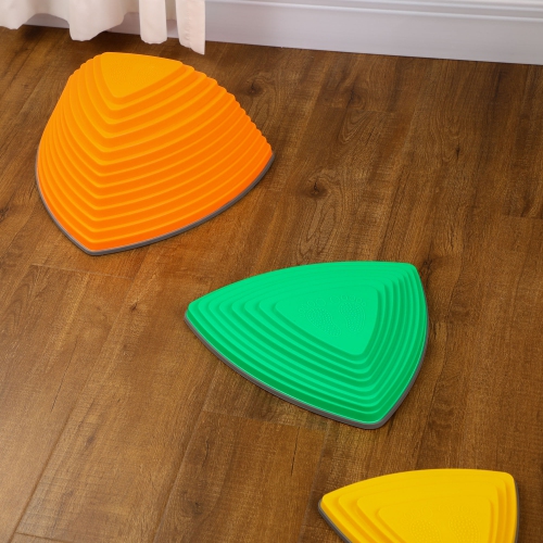 Outsunny 11 PCs Stepping Stones Kids with Non-slip Rubber, Stackable Balance River Stones for Obstacle Course Sensory Play, Outdoor Indoor for 3-8