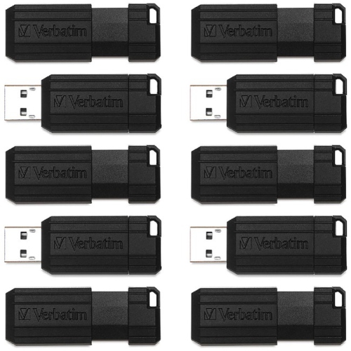 Microban 64GB PinStripe USB Flash Drive - Business 10pk - Black