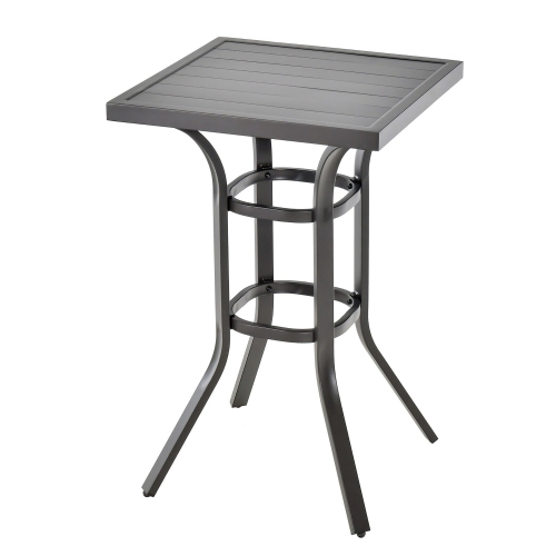 GYMAX  24" Outdoor Bar Table Patio Bar Height Table W/ Aluminum Tabletop