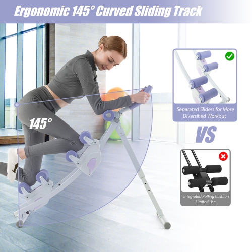 Gymax Ab Machine Foldable Core & Abdominal Workout Trainer Cruncher Adjustable Heights