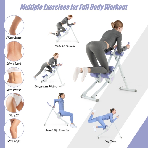 Gymax Ab Machine Foldable Core & Abdominal Workout Trainer Cruncher Adjustable Heights