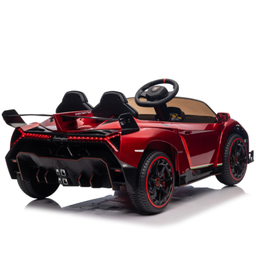 KidsVIP Kids Ride On Lamborghini Veneno 12V Battery Powered 4x4 AWD Remote Control Car: Rubber Wheels, Butterfly Doors, 1 Leather Seat, Music Player,