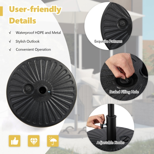 Topbuy Water & Sand Fillable Umbrella Base 20" Round Table Umbrella Stand Base Umbrella Pole Holder