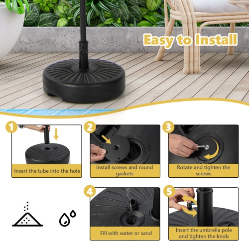 Topbuy Water & Sand Fillable Umbrella Base 20" Round Table Umbrella Stand Base Umbrella Pole Holder