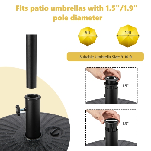 Topbuy Water & Sand Fillable Umbrella Base 20" Round Table Umbrella Stand Base Umbrella Pole Holder
