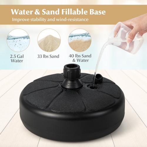 Topbuy Fillable Round Umbrella Base Water & Sand Filled Patio Umbrella Stand Suitable for 1.5" Umbrella Poles