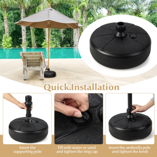 Topbuy Fillable Round Umbrella Base Water & Sand Filled Patio Umbrella Stand Suitable for 1.5" Umbrella Poles