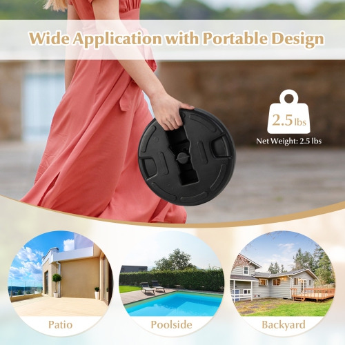Topbuy Fillable Round Umbrella Base Water & Sand Filled Patio Umbrella Stand Suitable for 1.5" Umbrella Poles