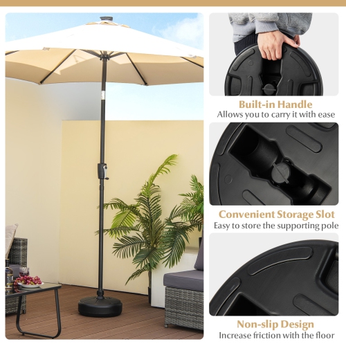 Topbuy Fillable Round Umbrella Base Water & Sand Filled Patio Umbrella Stand Suitable for 1.5" Umbrella Poles