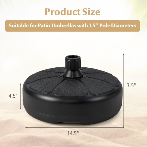 Topbuy Fillable Round Umbrella Base Water & Sand Filled Patio Umbrella Stand Suitable for 1.5" Umbrella Poles