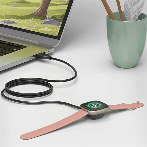 Paquet de 2 câbles naavor compatible avec les modèles Versa 4/Versa 3/Sense 2/Sense 3,28ft de Fitbit, câble de recharge USB de rechange pour montre