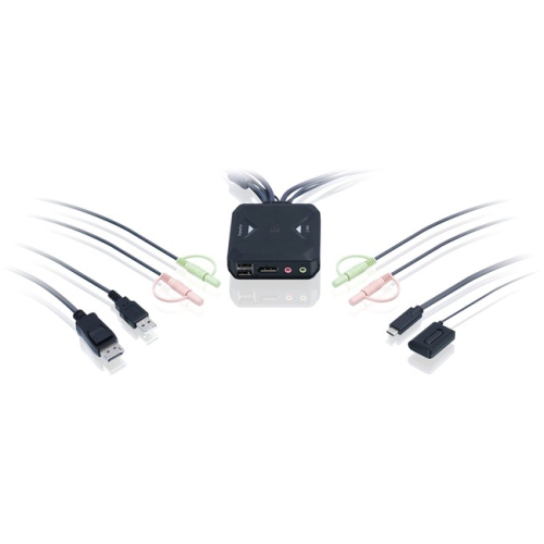 IOGEAR 2-port 4K KVM Switch with DisplayPort, USB-C and Audio GCS82DPC