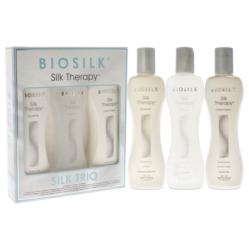 Silk Therapy Trio by Biosilk for Unisex - 3 Pc 7oz Silk Therapy Shampoo, 7oz Silk Therapy Conditioner, 7oz and Silk Therapy Original
